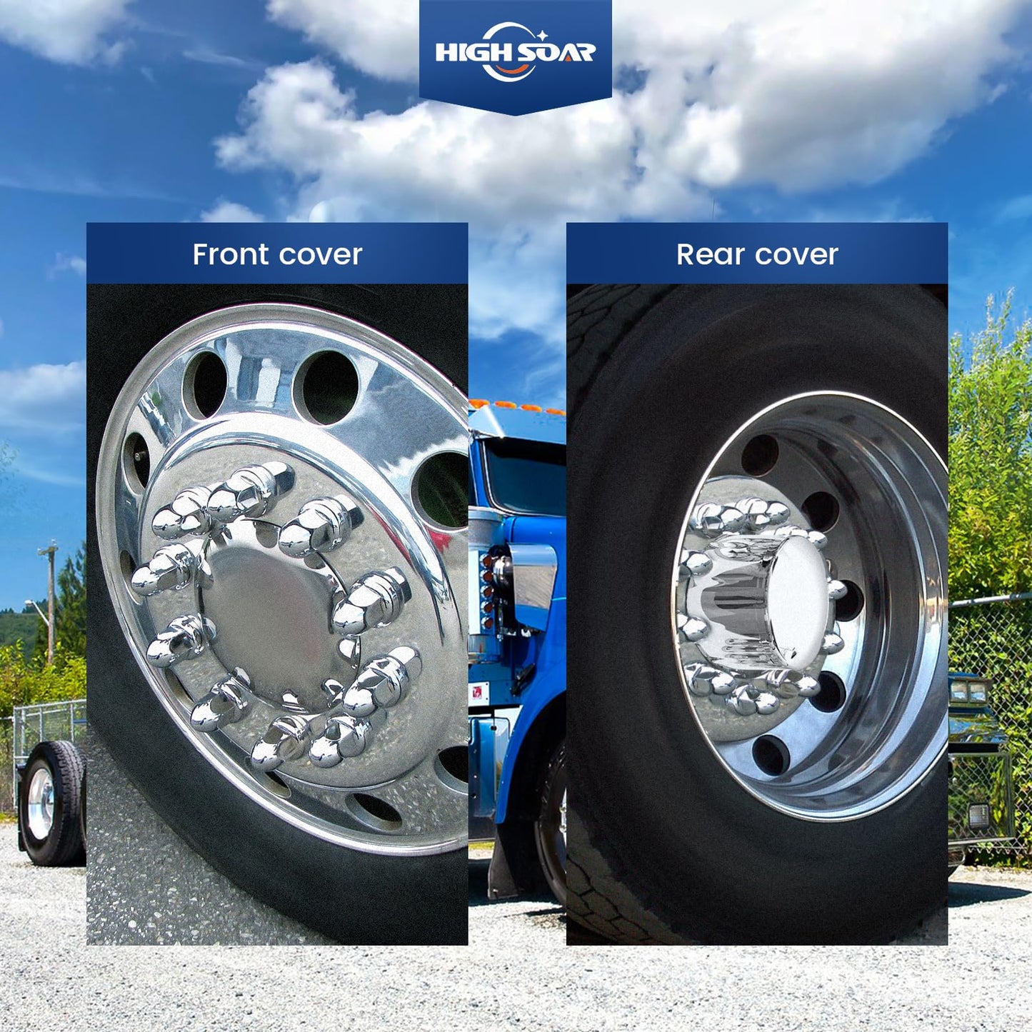 Semi Truck Lug Nut Covers – 33mm Chrome Bullet Style (20pcs Set) - RoadWest Truck Parts - B0CQN6Q2ZR - RoadWest Truck Parts