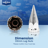 Semi Truck Lug Nut Covers – 33mm Chrome Bullet Style (20pcs Set) - RoadWest Truck Parts - B0CQN6Q2ZR - RoadWest Truck Parts