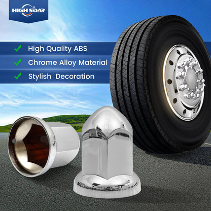 Semi Truck Lug Nut Covers – 33mm Chrome Bullet Style (20pcs Set) - RoadWest Truck Parts - B0CQN6Q2ZR - RoadWest Truck Parts