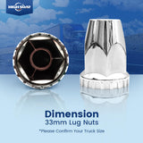 Semi Truck Lug Nut Covers – 33mm Chrome Bullet Style (20pcs Set) - RoadWest Truck Parts - B0CQN6Q2ZR - RoadWest Truck Parts