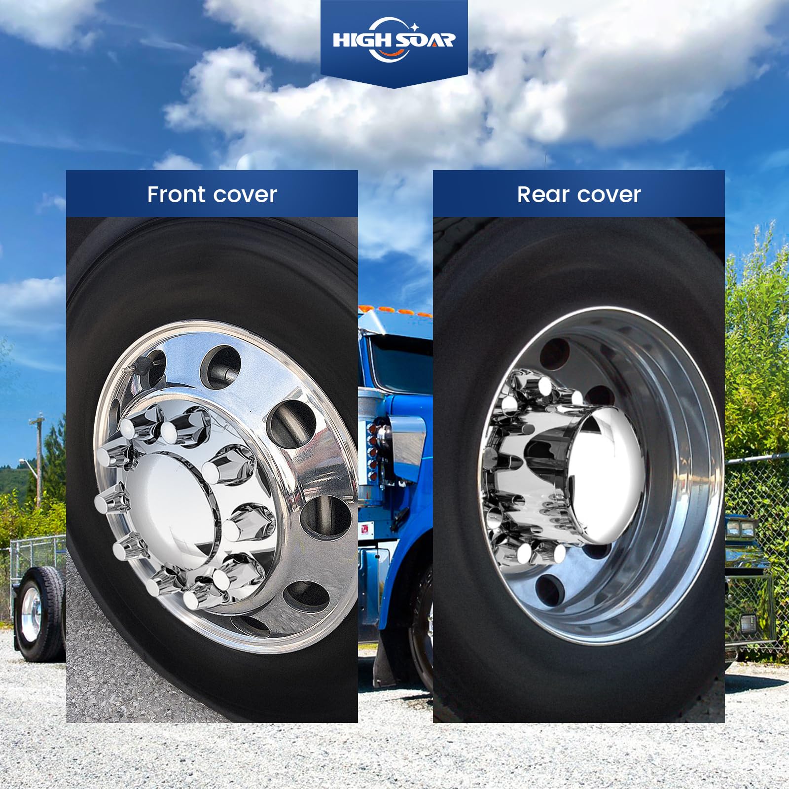 Semi Truck Lug Nut Covers – 33mm Chrome Bullet Style (20pcs Set) - RoadWest Truck Parts - B0CQN6Q2ZR - RoadWest Truck Parts