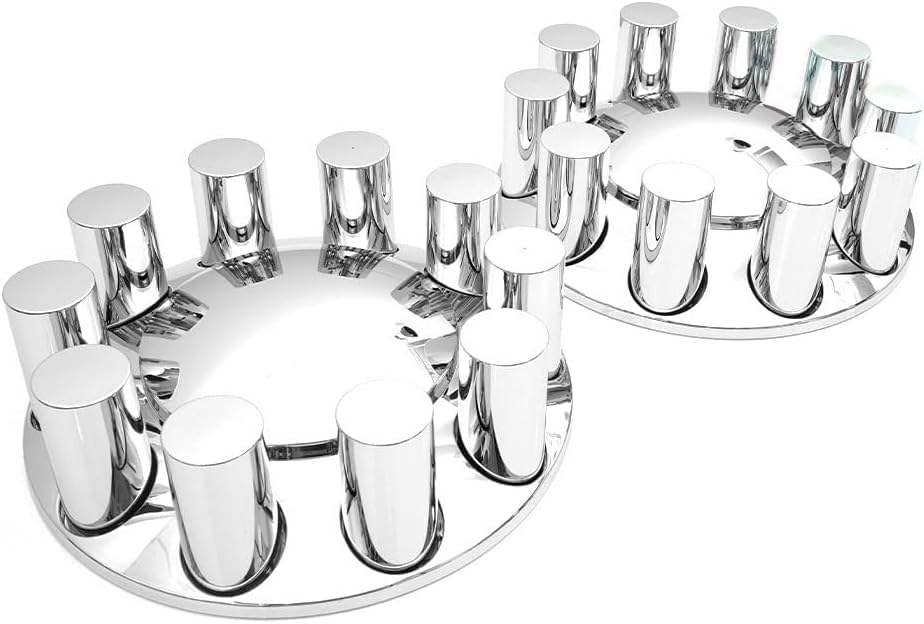 Semi Truck Lug Nut Covers – 33mm Chrome, Screw - On ABS (Set) - RoadWest Truck Parts - B0B2885G8Q - High Soar