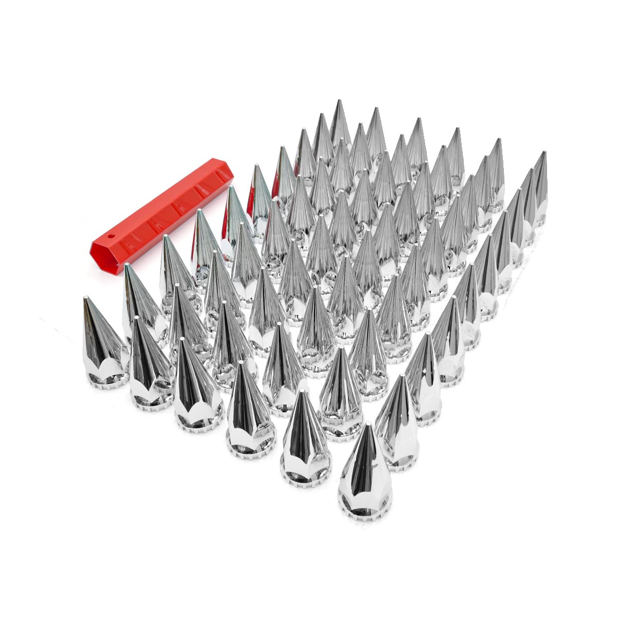 Semi Truck Lug Nut Covers – 33mm Chrome, Screw - On ABS (Set) - RoadWest Truck Parts - B0B2885G8Q - High Soar