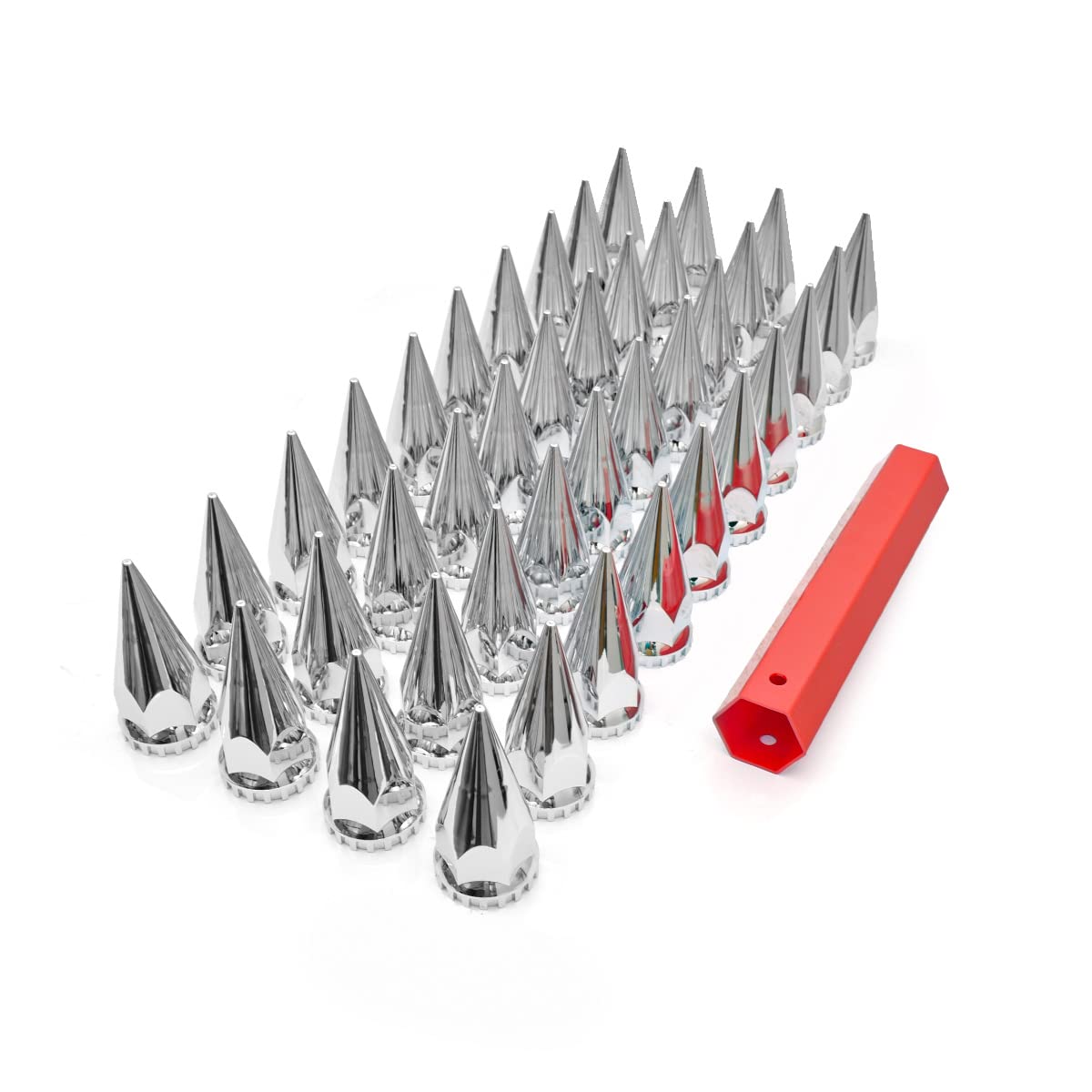 Semi Truck Lug Nut Covers – 33mm Chrome, Screw - On ABS (Set) - RoadWest Truck Parts - B0B2885G8Q - High Soar