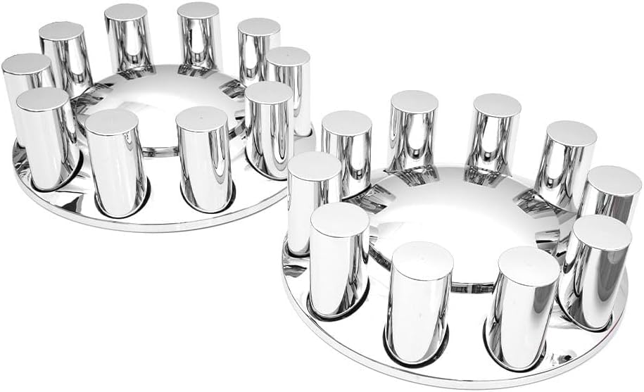 Semi Truck Lug Nut Covers – 33mm Chrome, Screw - On ABS (Set) - RoadWest Truck Parts - B0B28BHM2B - High Soar