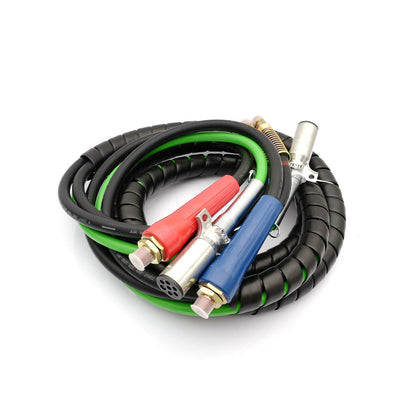 Tractor Trailer 3 - in - 1 Air Line Hose Kit – ABS 7 - Way Power Cable + Dual Air Hoses (12/15 ft) - RoadWest Truck Parts - MZ-U309-02-A - High Soar
