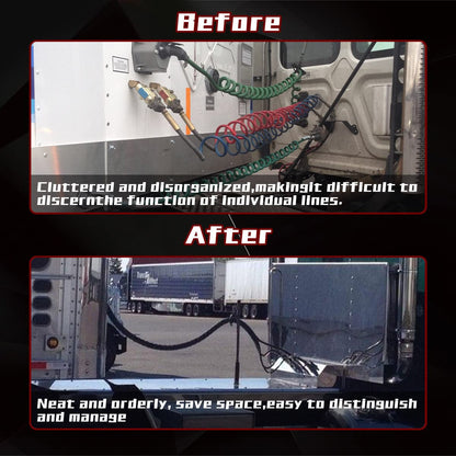 Tractor Trailer 3 - in - 1 Air Line Hose Kit – ABS 7 - Way Power Cable + Dual Air Hoses (12/15 ft) - RoadWest Truck Parts - MZ-U309-02 - High Soar