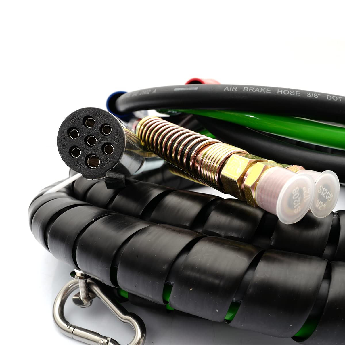 Tractor Trailer 3 - in - 1 Air Line Hose Kit – ABS 7 - Way Power Cable + Dual Air Hoses (12/15 ft) - RoadWest Truck Parts - MZ-U309-02 - High Soar