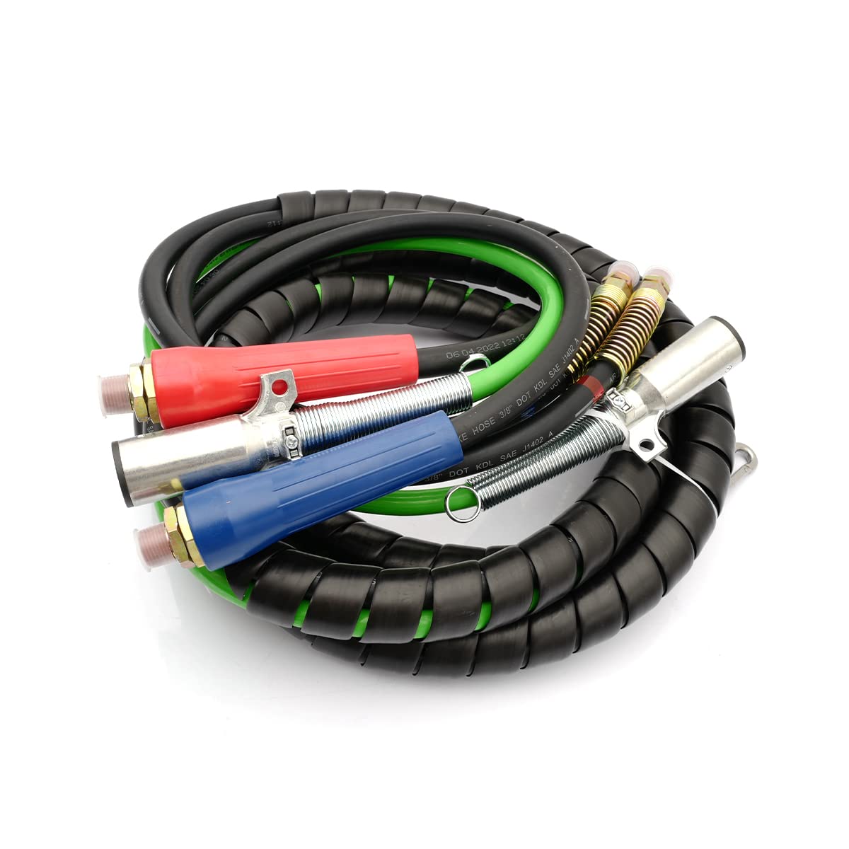 Tractor Trailer 3 - in - 1 Air Line Hose Kit – ABS 7 - Way Power Cable + Dual Air Hoses (12/15 ft) - RoadWest Truck Parts - MZ-U309-02 - High Soar