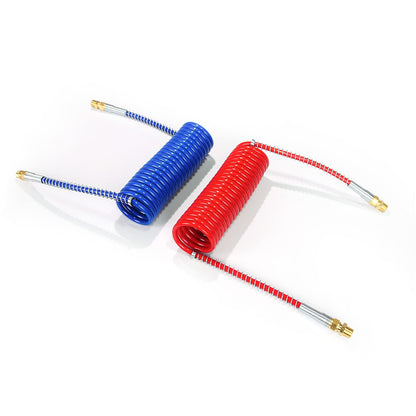Tractor Trailer Coiled Air Brake Line Set – 15 ft, 1/2" NPT Brass Fittings (Red/Blue) - RoadWest Truck Parts - B0BY1Q2R7C - High Soar
