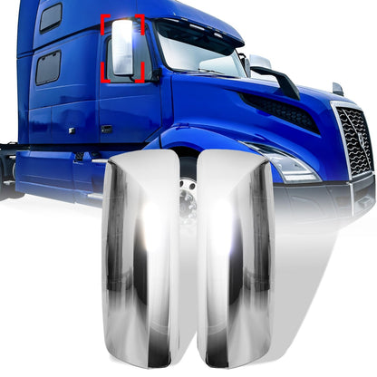 Volvo VNL Door Mirror Cover Set Pair (2004–2017) – Chrome / Black - RoadWest Truck Parts - B08DXR8MJJ - High Soar