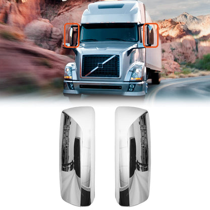 Volvo VNL Door Mirror Cover Set Pair (2004–2017) – Chrome / Black - RoadWest Truck Parts - B08DXR8MJJ - High Soar