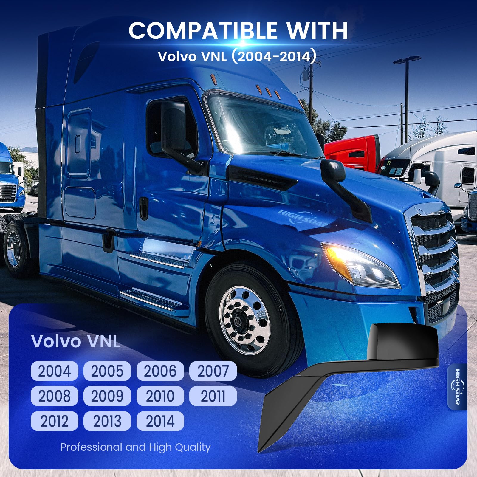 Volvo VNL Hood Mirrors w/ Arms (2004–2014) – Hood Mount - RoadWest Truck Parts - B08DXP21PJ - High Soar