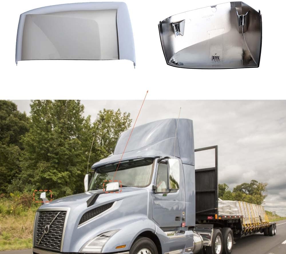 Volvo VN/VNL/VNM Hood Mirror Covers Pair (2004–2017) – Chrome / Black - RoadWest Truck Parts - B09WTVQ221 - High Soar